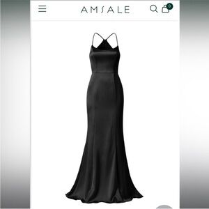 Amsale everly black bridesmaids dress in satin